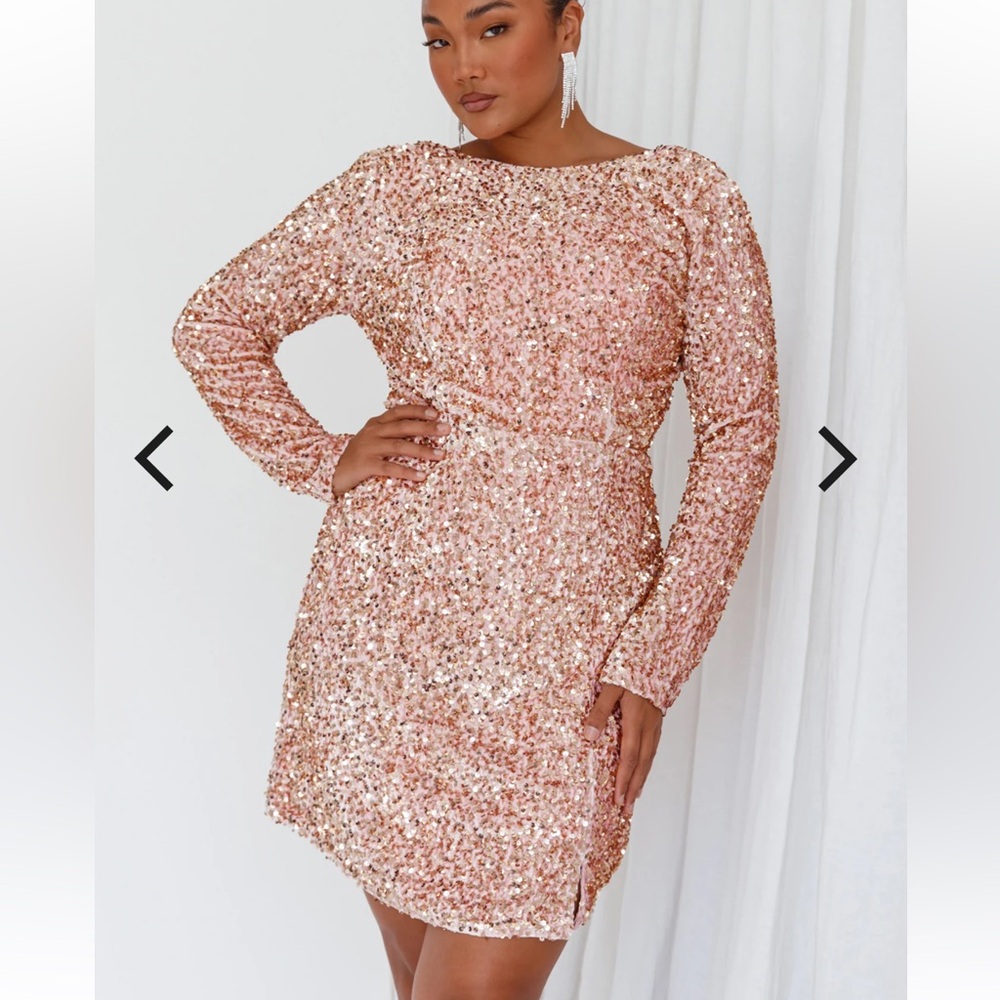 Angel Biba Sparkling Long Sleeve Dress in‎ Pink